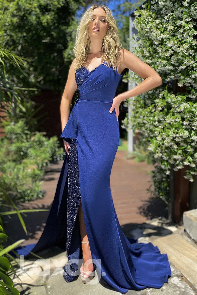 16777 - One Shoulder Sweetheart Front Slit Party Prom Dress