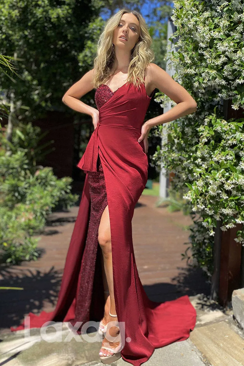 16777 - One Shoulder Sweetheart Front Slit Party Prom Dress