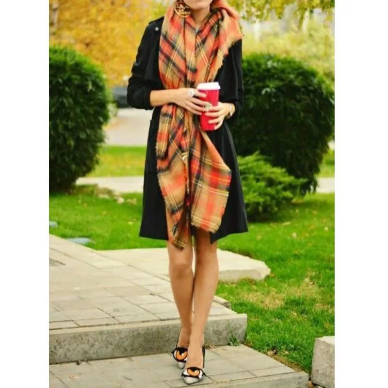 Autumn Leaves Color Soft Long Lattice Large Scarf