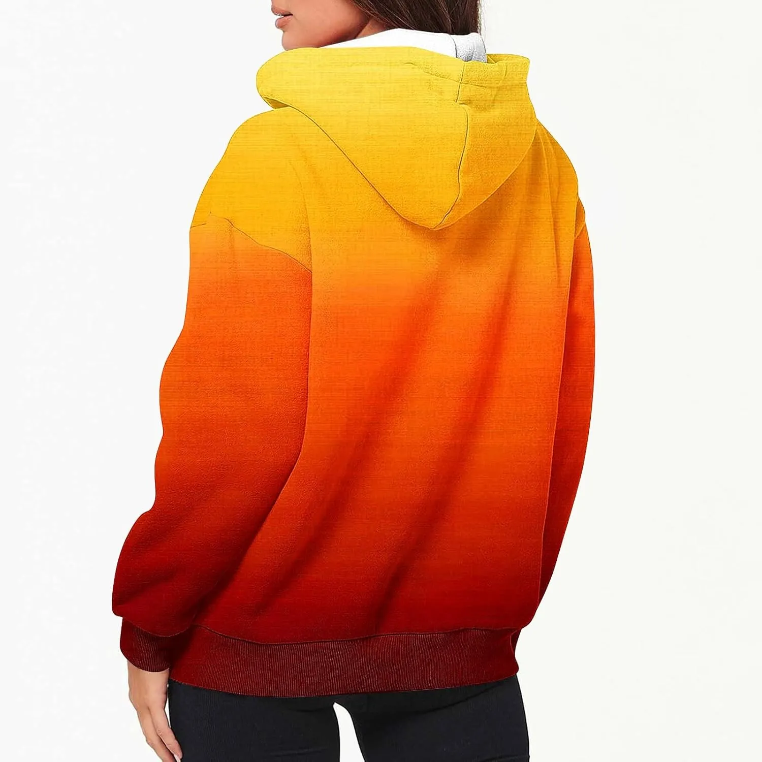 Bidobibo Zip Up Hoodie Women Gradient Color Pattern Zipper Hooded Plus Size Jacket Oversized Tunic Sweatshirt for Women