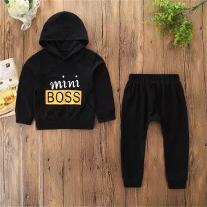 Boys Hooded Mini Boss Long Sleeve Top & Pants Kids Wholesale Clothing