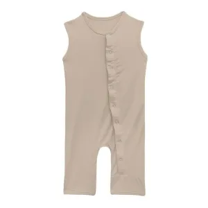 Boy's Solid Bamboo Tank Romper - Burlap (TBD22)