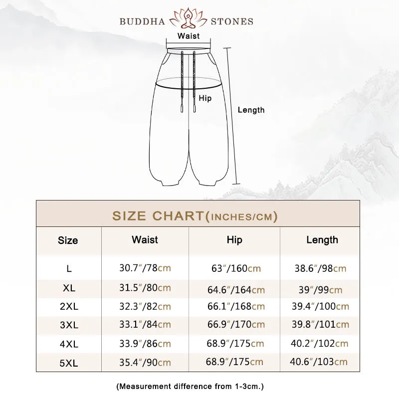Buddha Stones Solid Color Corduroy Drawstring Thermal Men's Harem Pants With Pockets