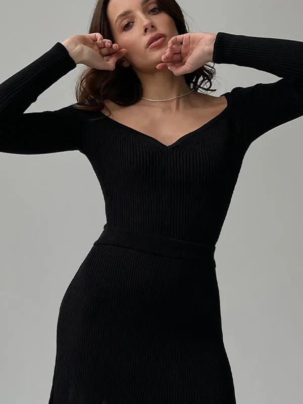Chicmy-Urban Skinny Solid Color Square-Neck Sweater Tops