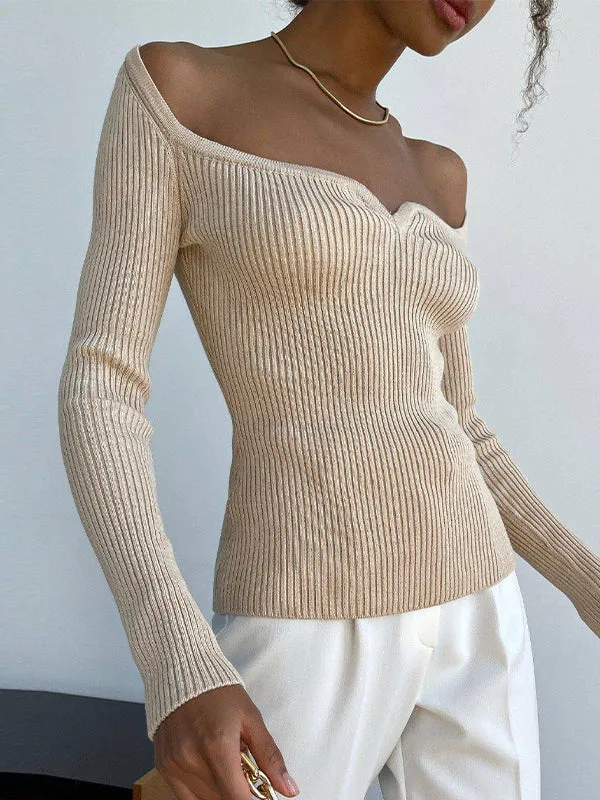 Chicmy-Urban Skinny Solid Color Square-Neck Sweater Tops