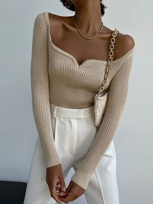 Chicmy-Urban Skinny Solid Color Square-Neck Sweater Tops
