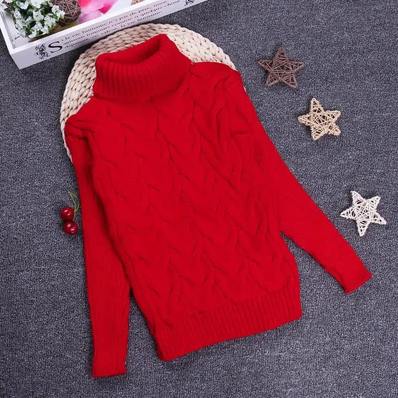 Children's Knitted Turtleneck Sweaters