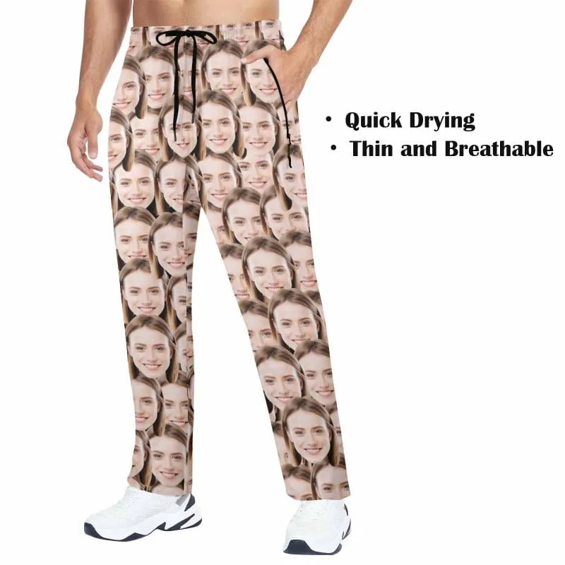 Custom Face Quick Dry Pants Couple's All Over Print Casual Elastic Drawstring Pants Personalized Pants