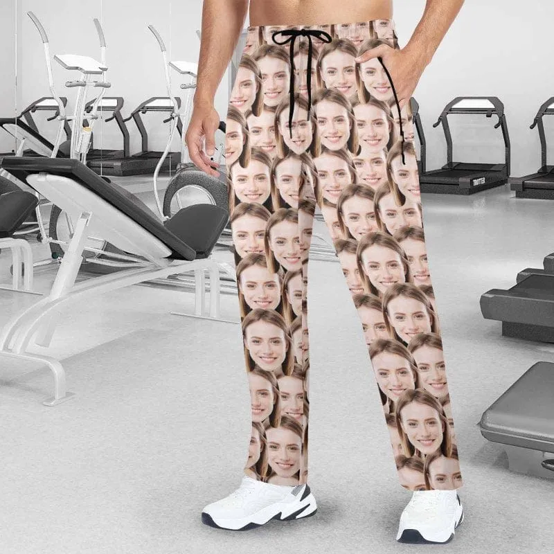 Custom Face Quick Dry Pants Couple's All Over Print Casual Elastic Drawstring Pants Personalized Pants