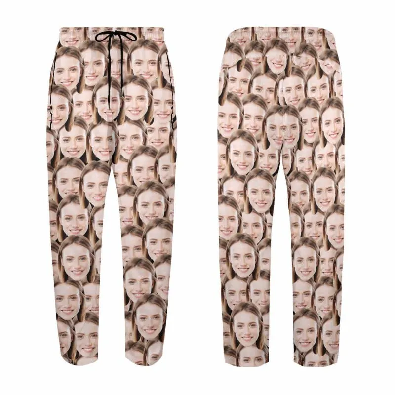 Custom Face Quick Dry Pants Couple's All Over Print Casual Elastic Drawstring Pants Personalized Pants