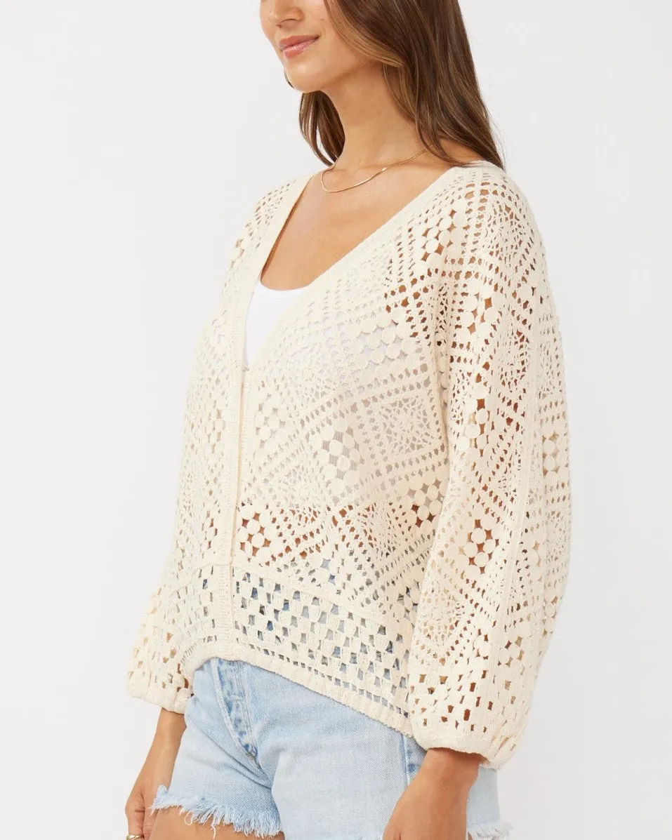 Diamond Crochet Surplice Sweater - Natural