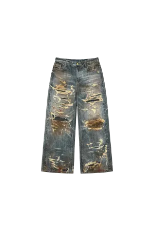 Distressed Camouflage Jeans