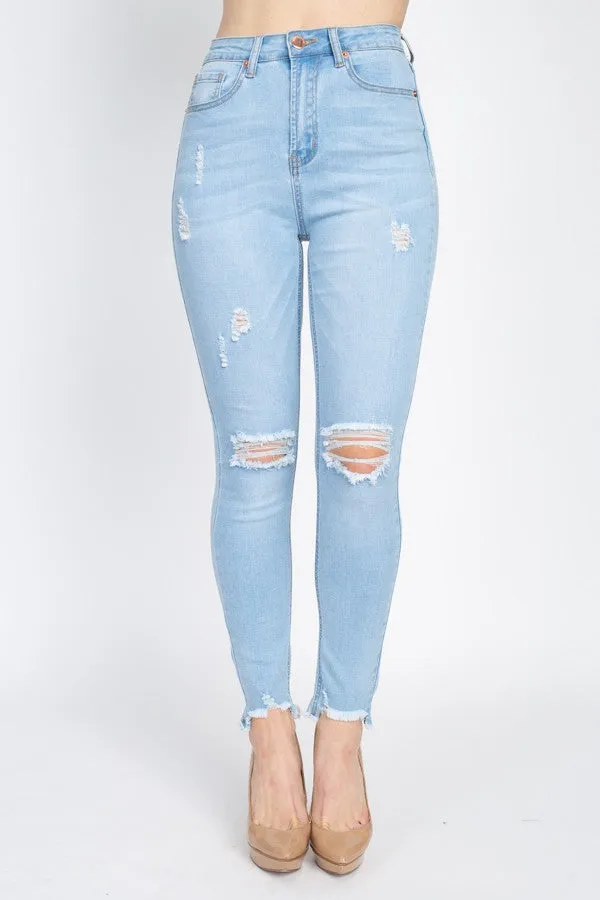 Distressed Skinny Jeans Light Wash