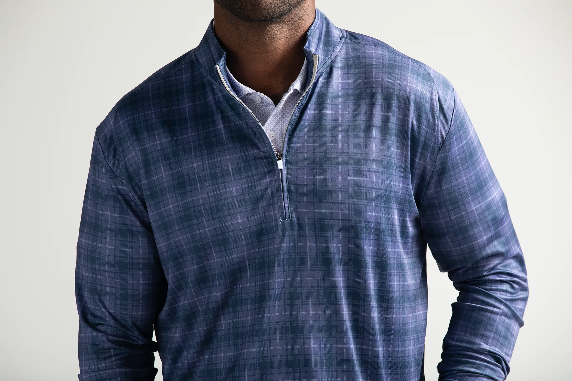 Dutton Plaid Printed Flow Performance 1/4 Zip Pullover