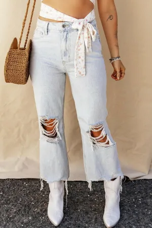 Edgy distressed denim jeans