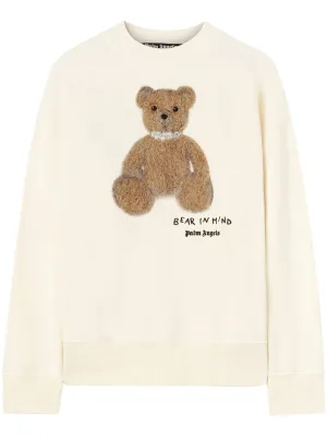Embroidered Bear Motif Beige Sweater