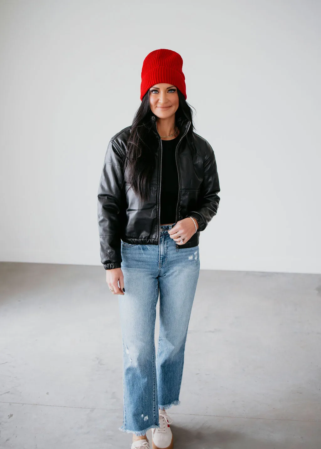 Emory Faux Leather Puffer Jacket