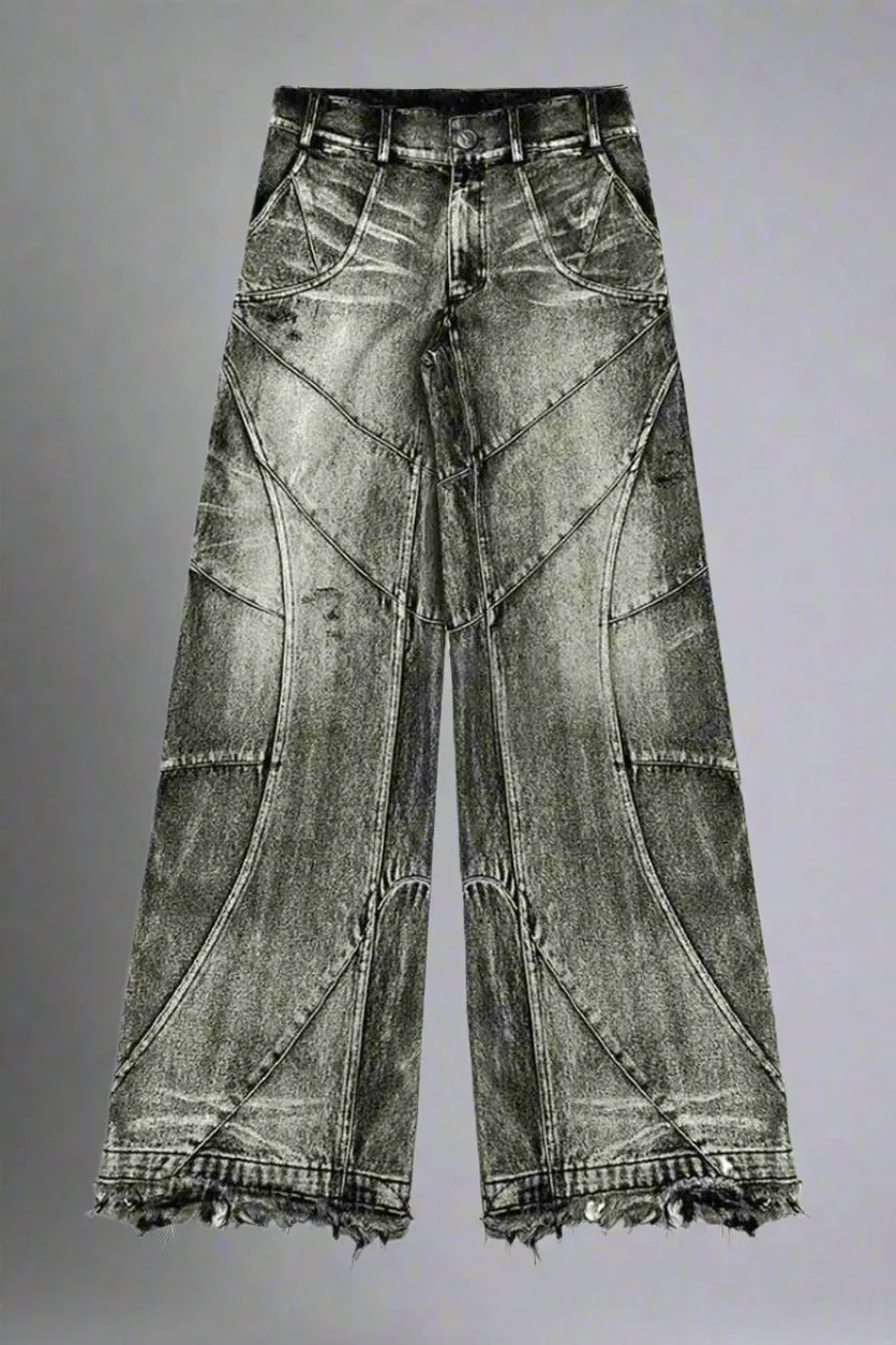 Fall Vintage Washed Patchwork Jeans