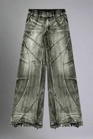Fall Vintage Washed Patchwork Jeans