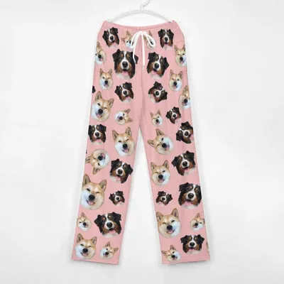 【Flash Sale】Custom Face Pet Face Multicolor Slumber Party Unisex Long Pajama Pants Best Christmas Gifts for Pet Lovers