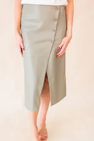 Francisco Button Detail Midi Skirt