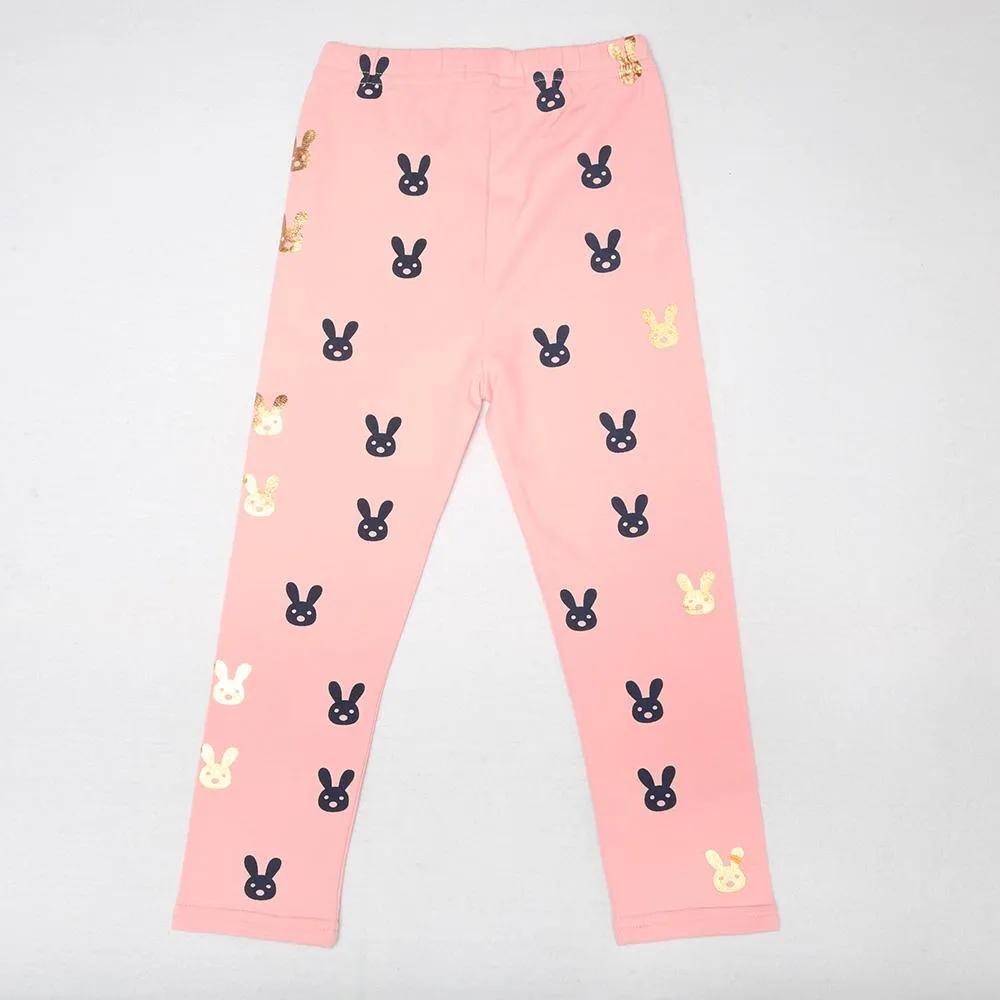 Girls Cute Rabbit Elastic Waist Pants