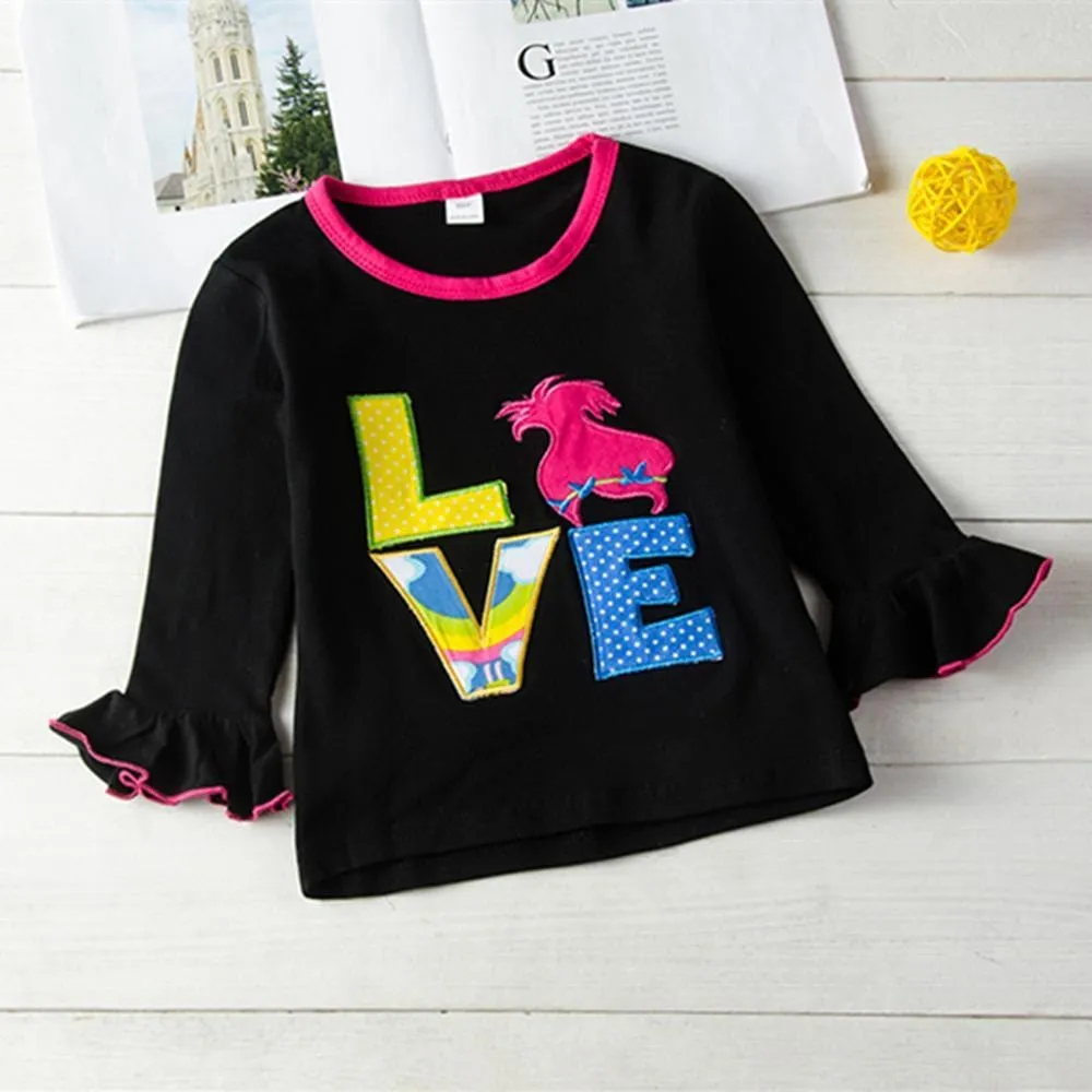 Girls Love Flare Sleeve Top & Rainbow Pants Kids Wholesale Clothing