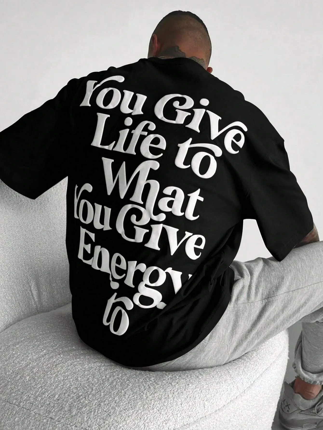 Give Energy  - Black - Gym Oversized T Shirt