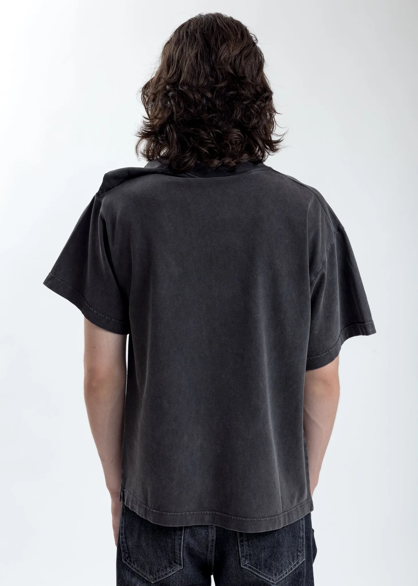 Grey Rose Clipped Shoulder T-Shirt