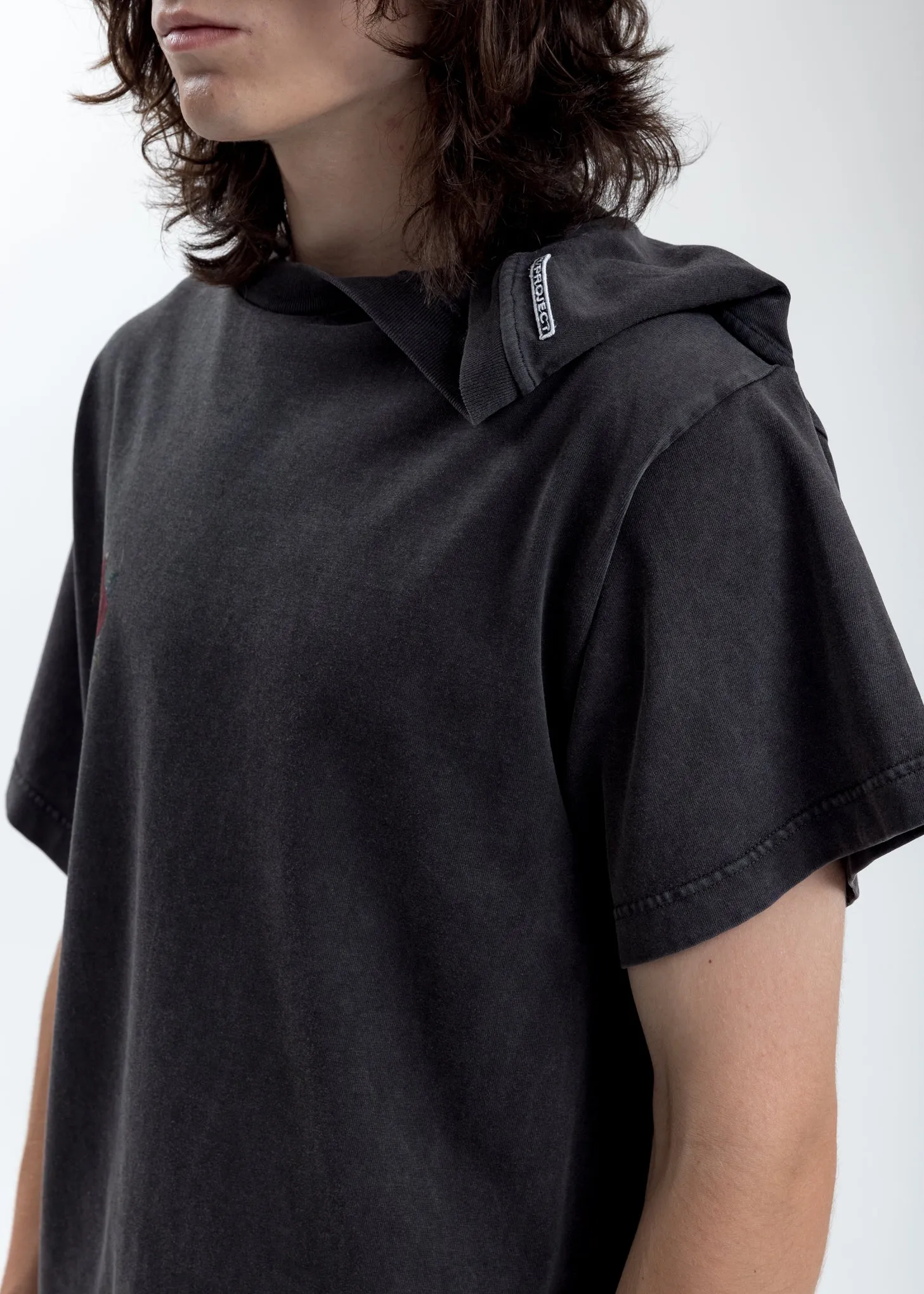 Grey Rose Clipped Shoulder T-Shirt