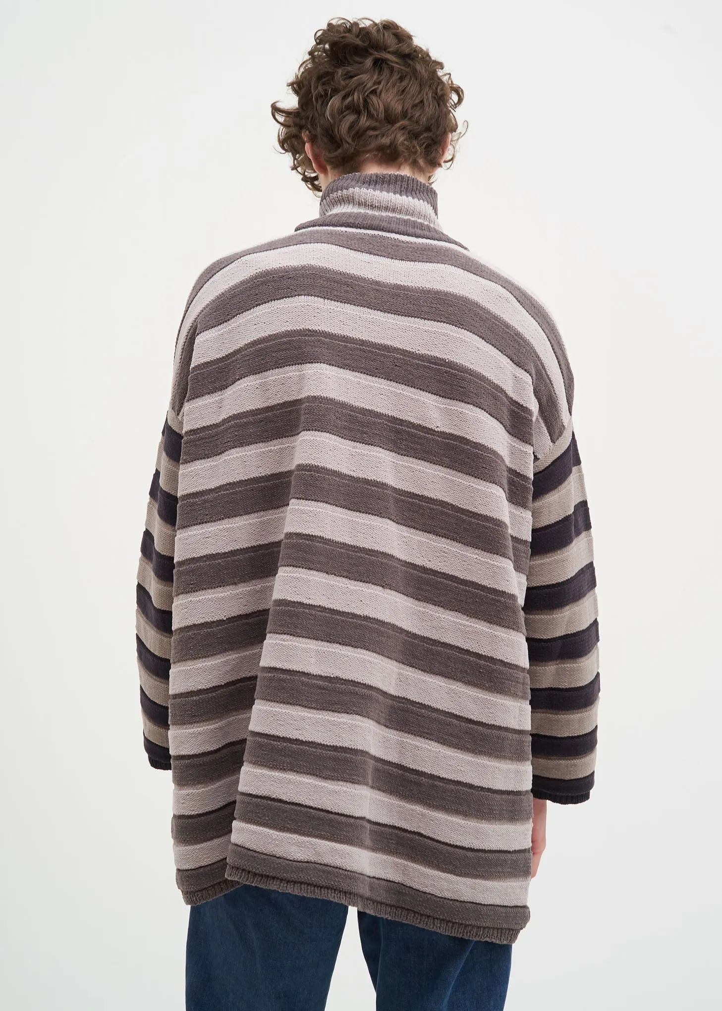 Grey Striped Chinille Sweater