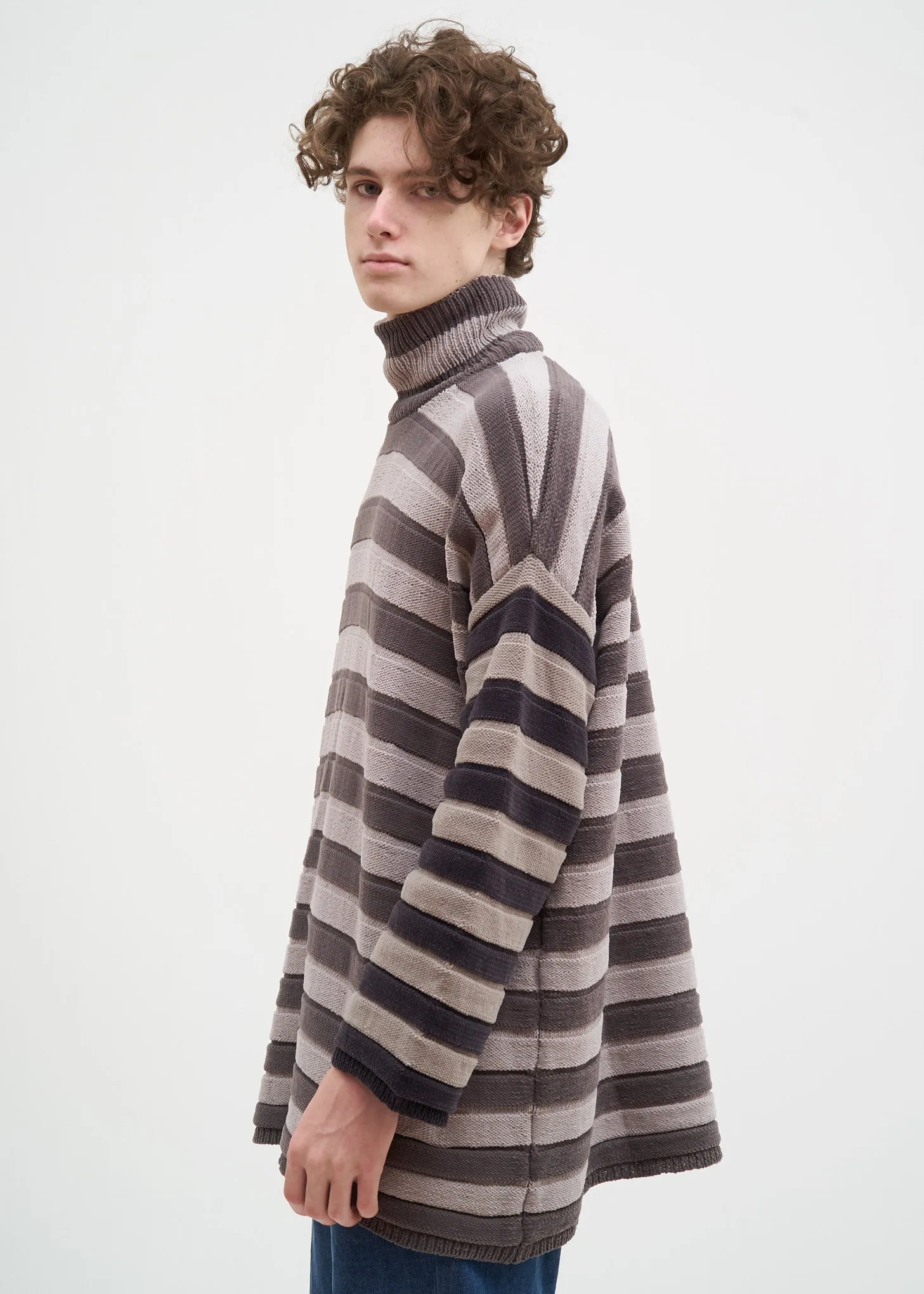 Grey Striped Chinille Sweater
