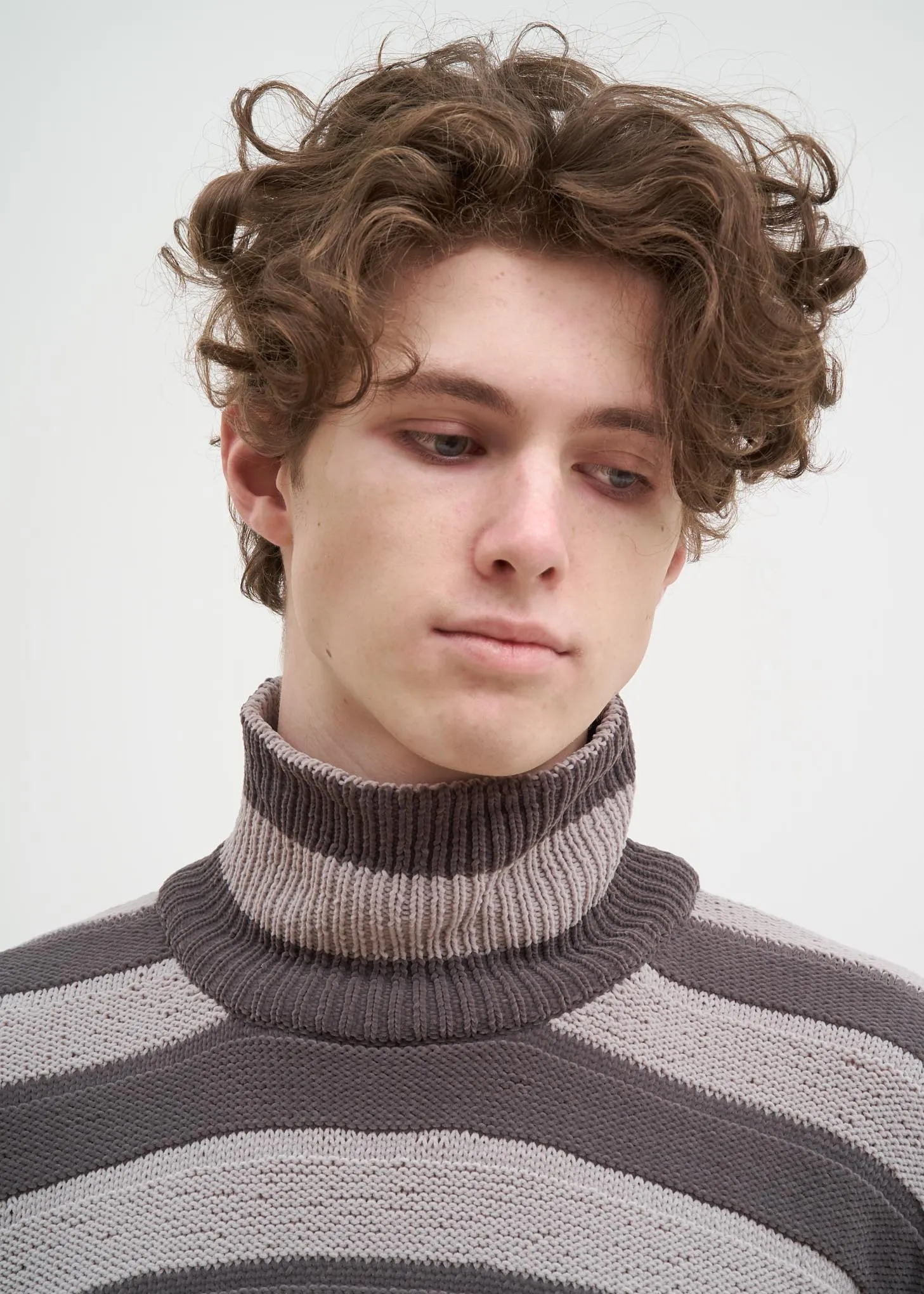 Grey Striped Chinille Sweater