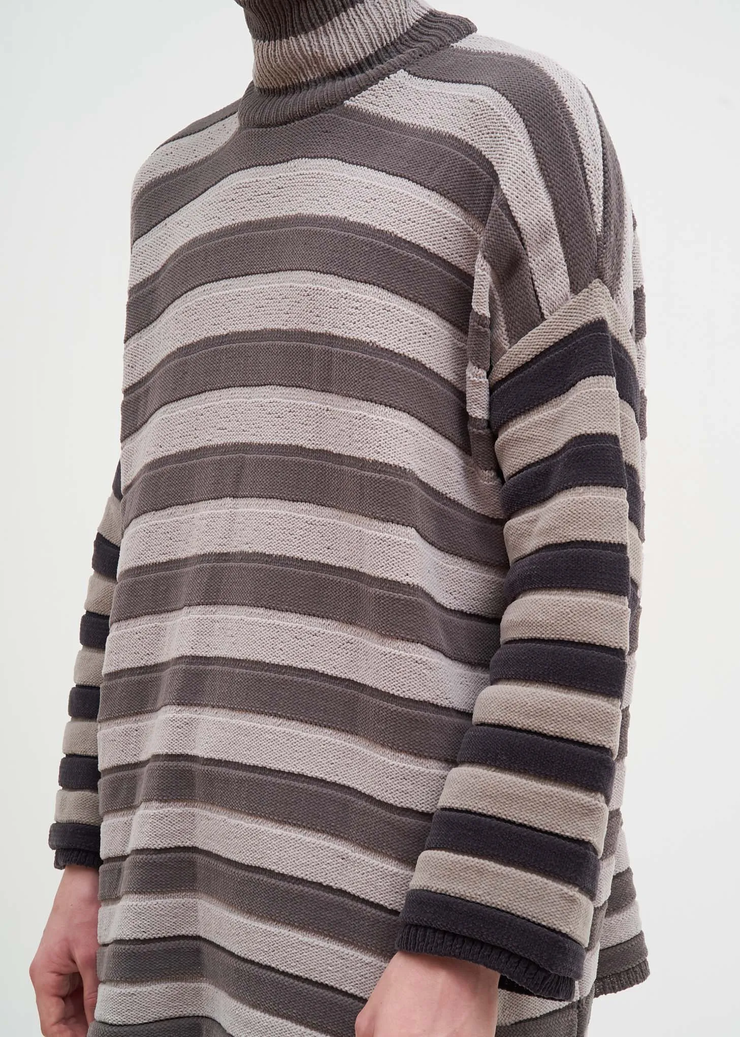 Grey Striped Chinille Sweater