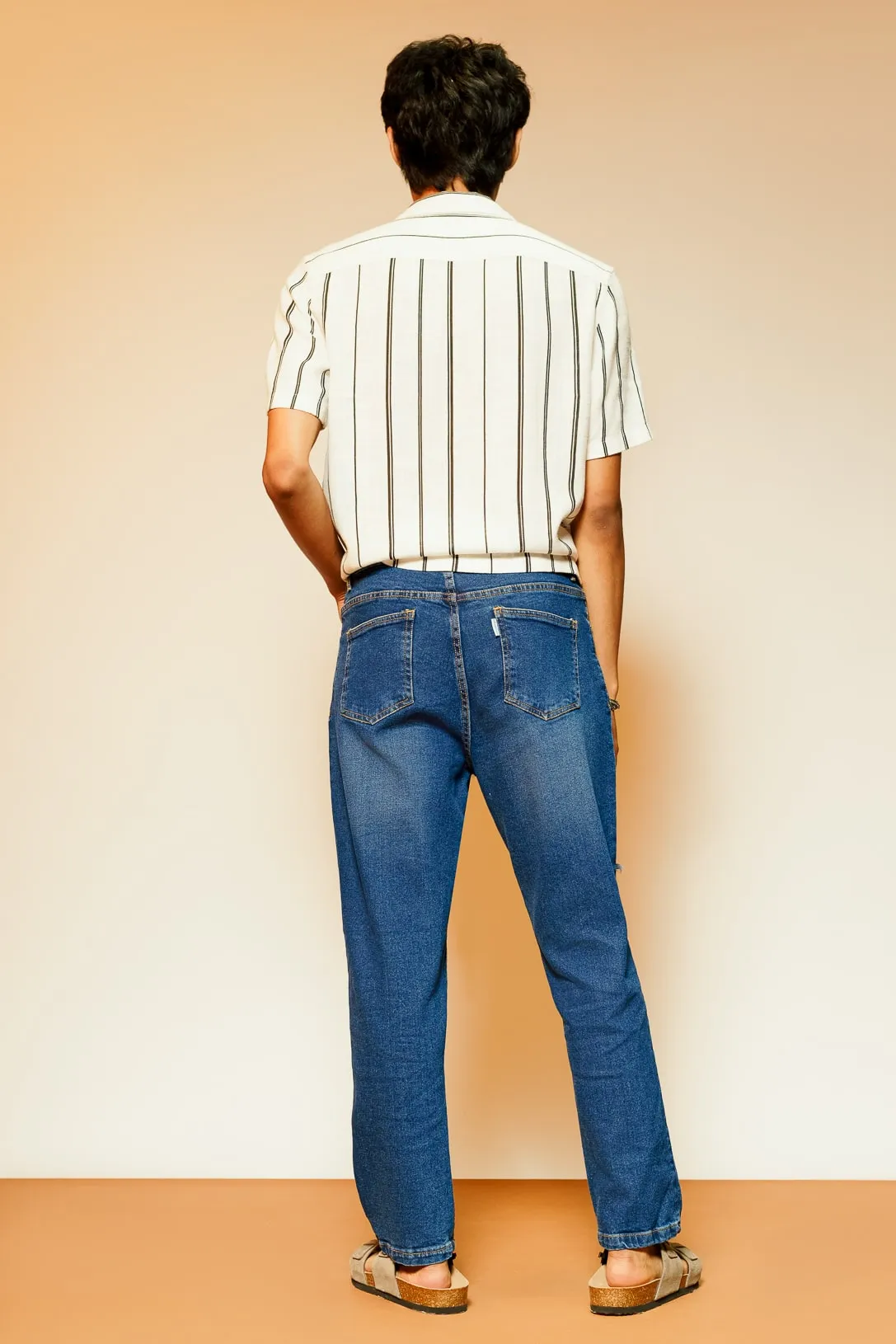 Heavy Distress Men's Carrot Jeans