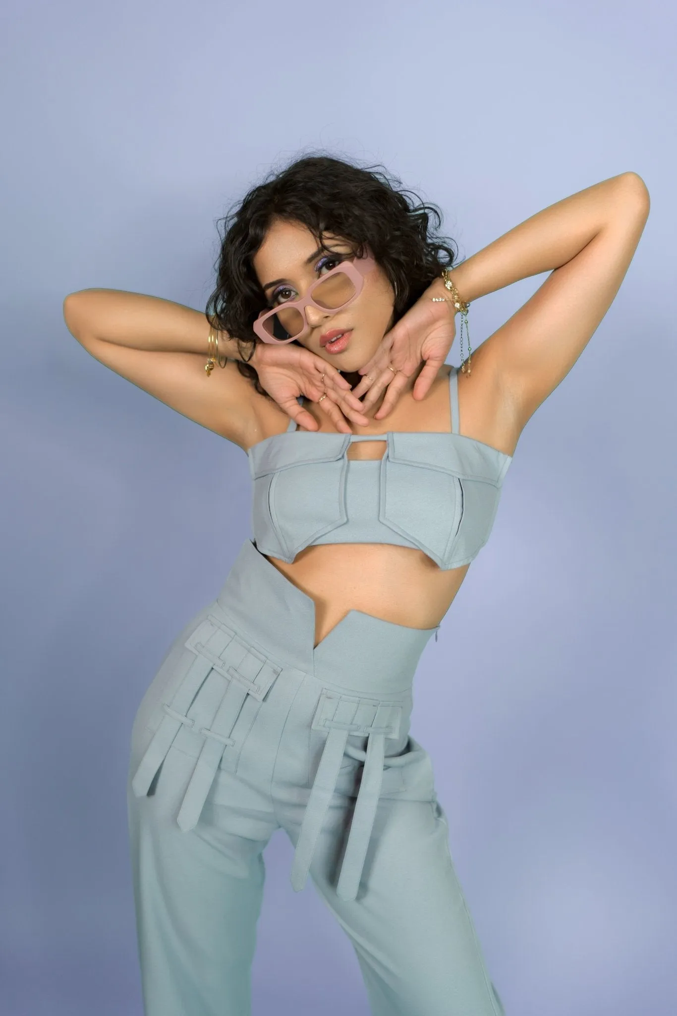 High Waisted Pant In Smoky Blue