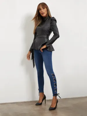 High-Waisted Super-Skinny Lace-Up Jeans