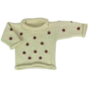 Ivory Ladybug Roll Neck Sweater