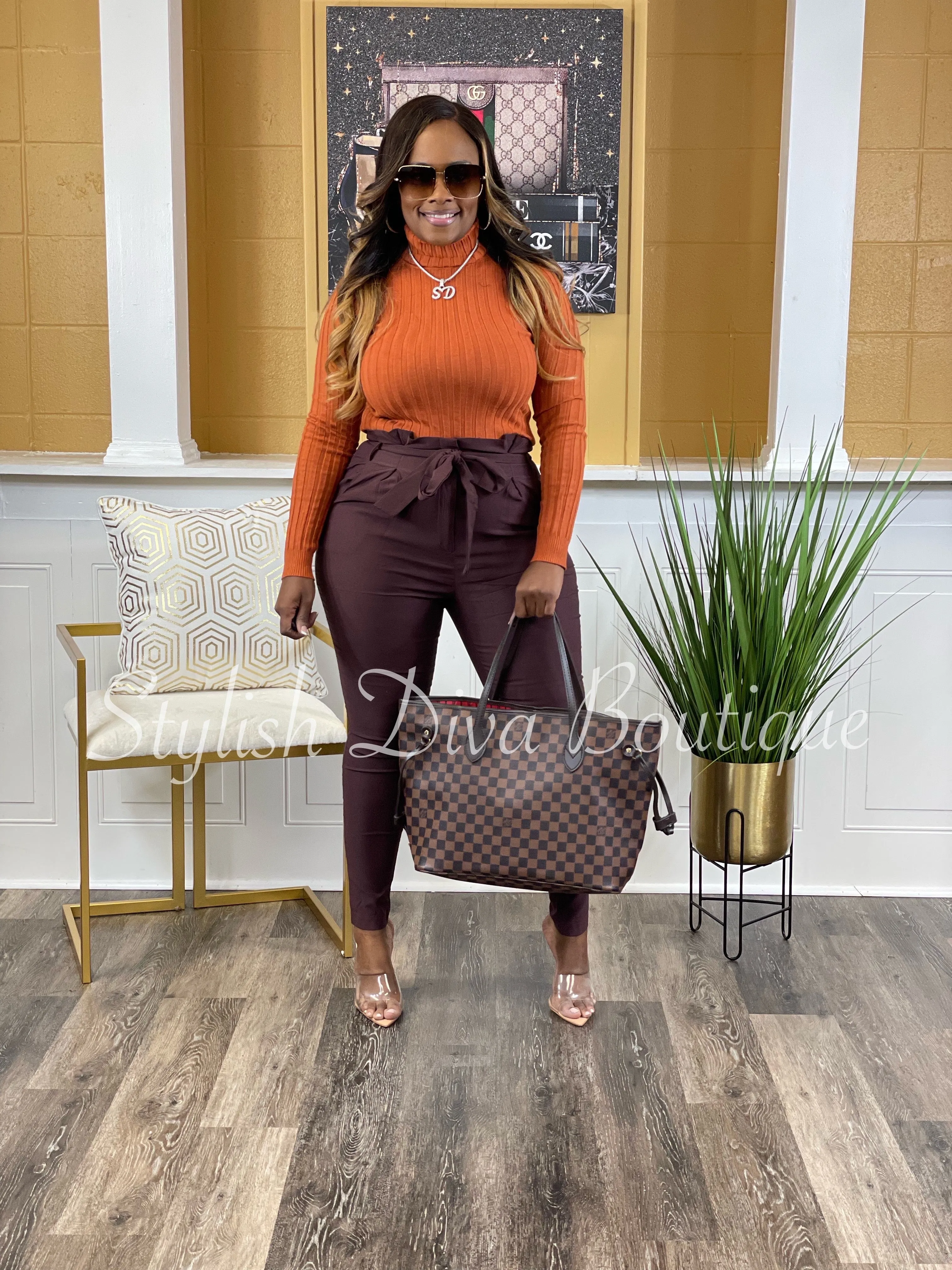 Luxe Diva Pants up to 3XL (Chocolate)