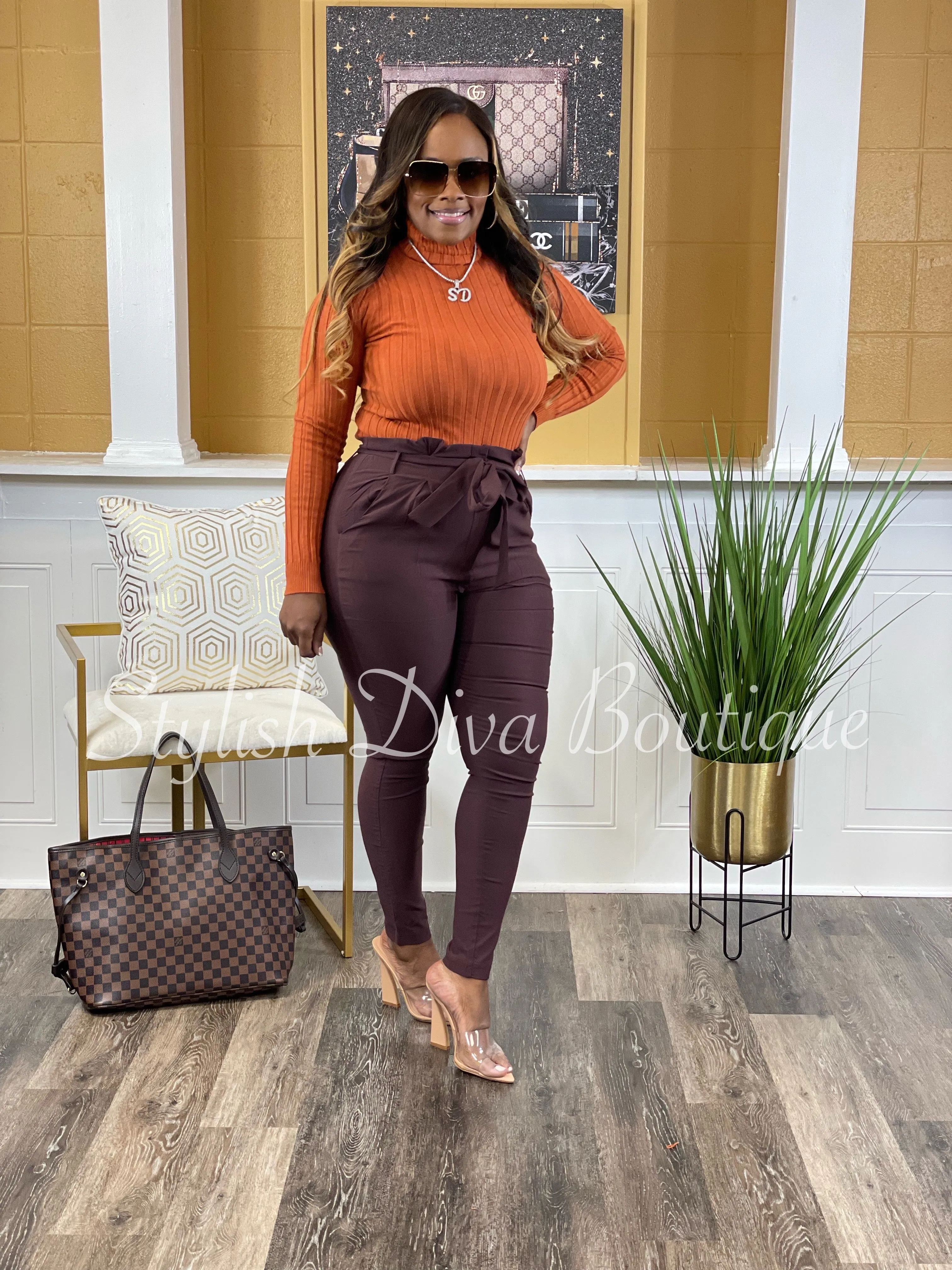 Luxe Diva Pants up to 3XL (Chocolate)