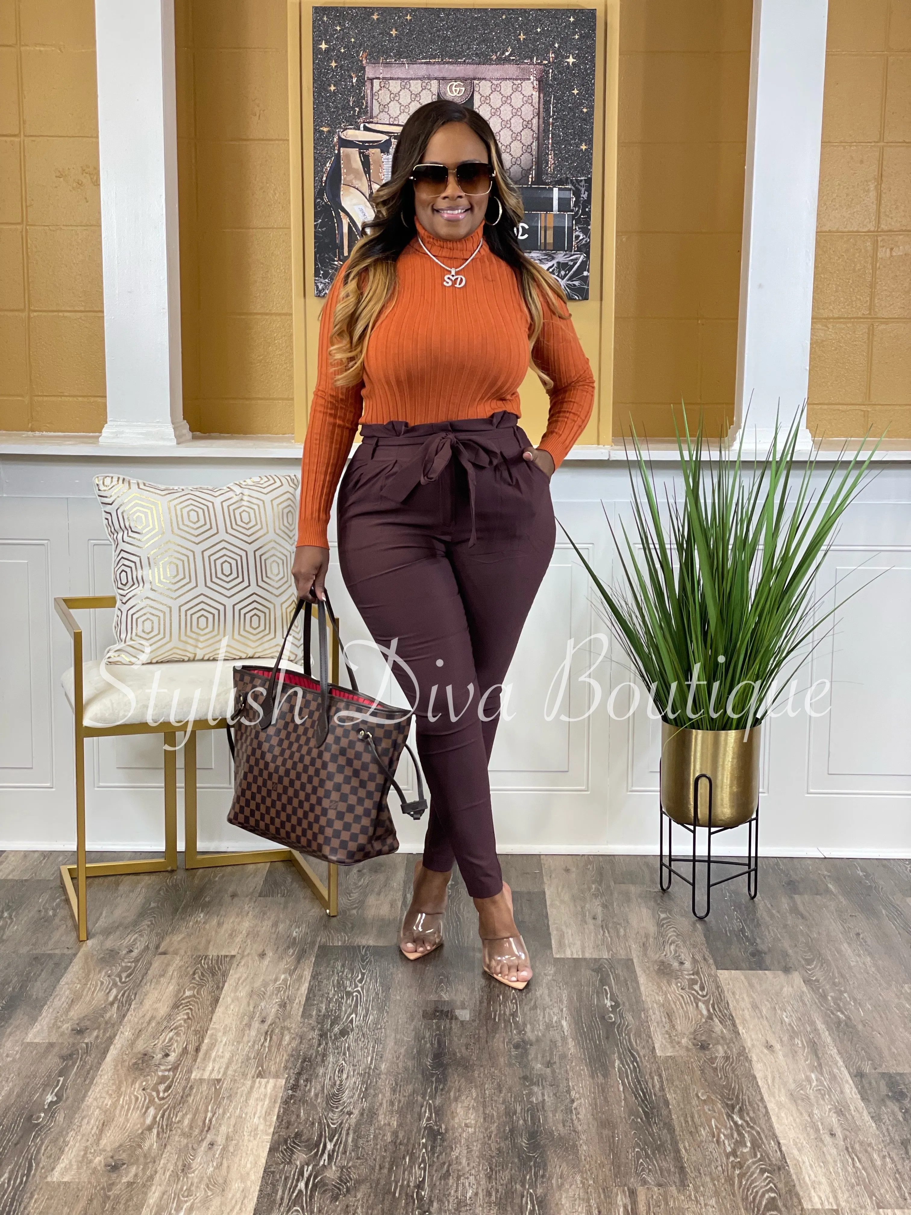 Luxe Diva Pants up to 3XL (Chocolate)