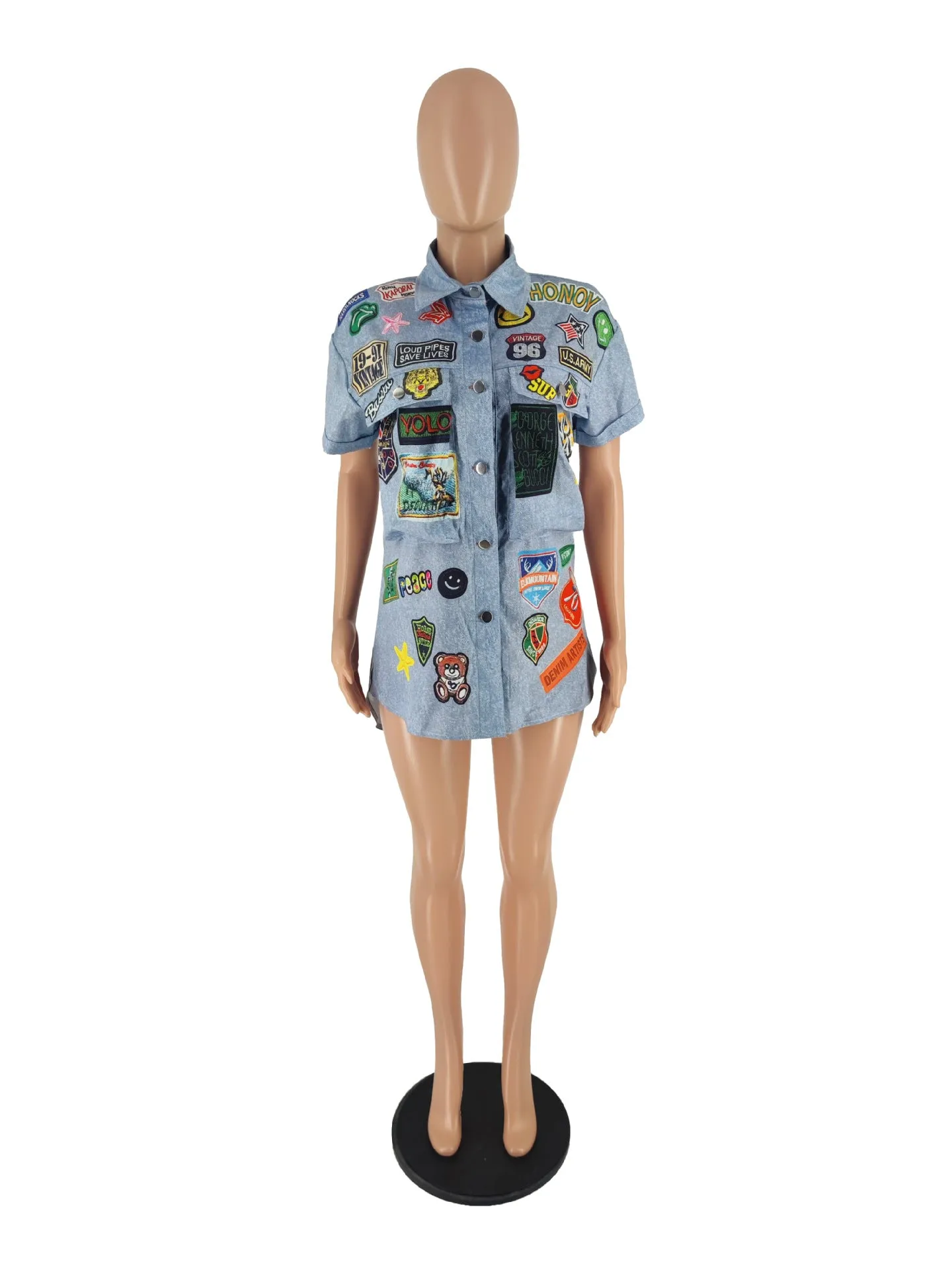 MB FASHION Sublimation Print Button-Up Short-Sleeve Shirt 8386LY