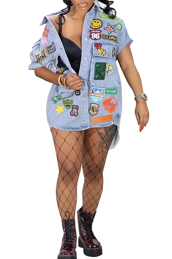 MB FASHION Sublimation Print Button-Up Short-Sleeve Shirt 8386LY