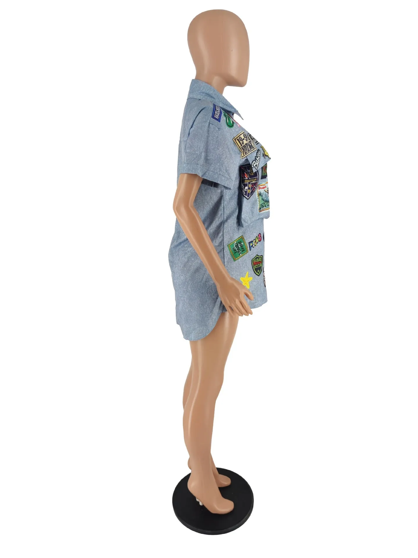 MB FASHION Sublimation Print Button-Up Short-Sleeve Shirt 8386LY