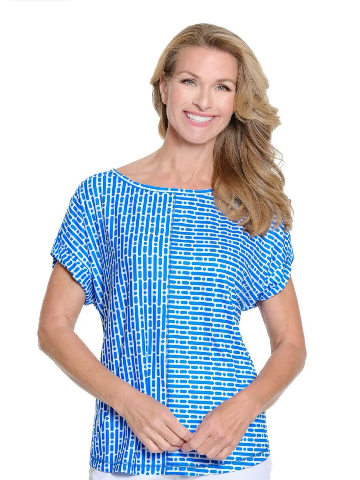 Multiples: (Summer Breeze) Cuffed Dolman Faux Button Front in BRTROYL M25605TM