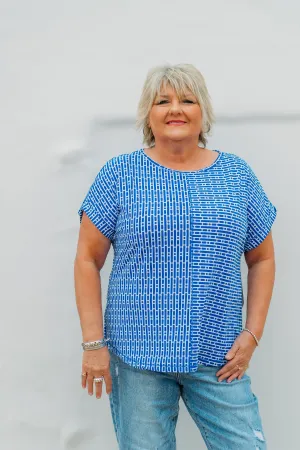 Multiples: (Summer Breeze) Cuffed Dolman Faux Button Front in BRTROYL M25605TM