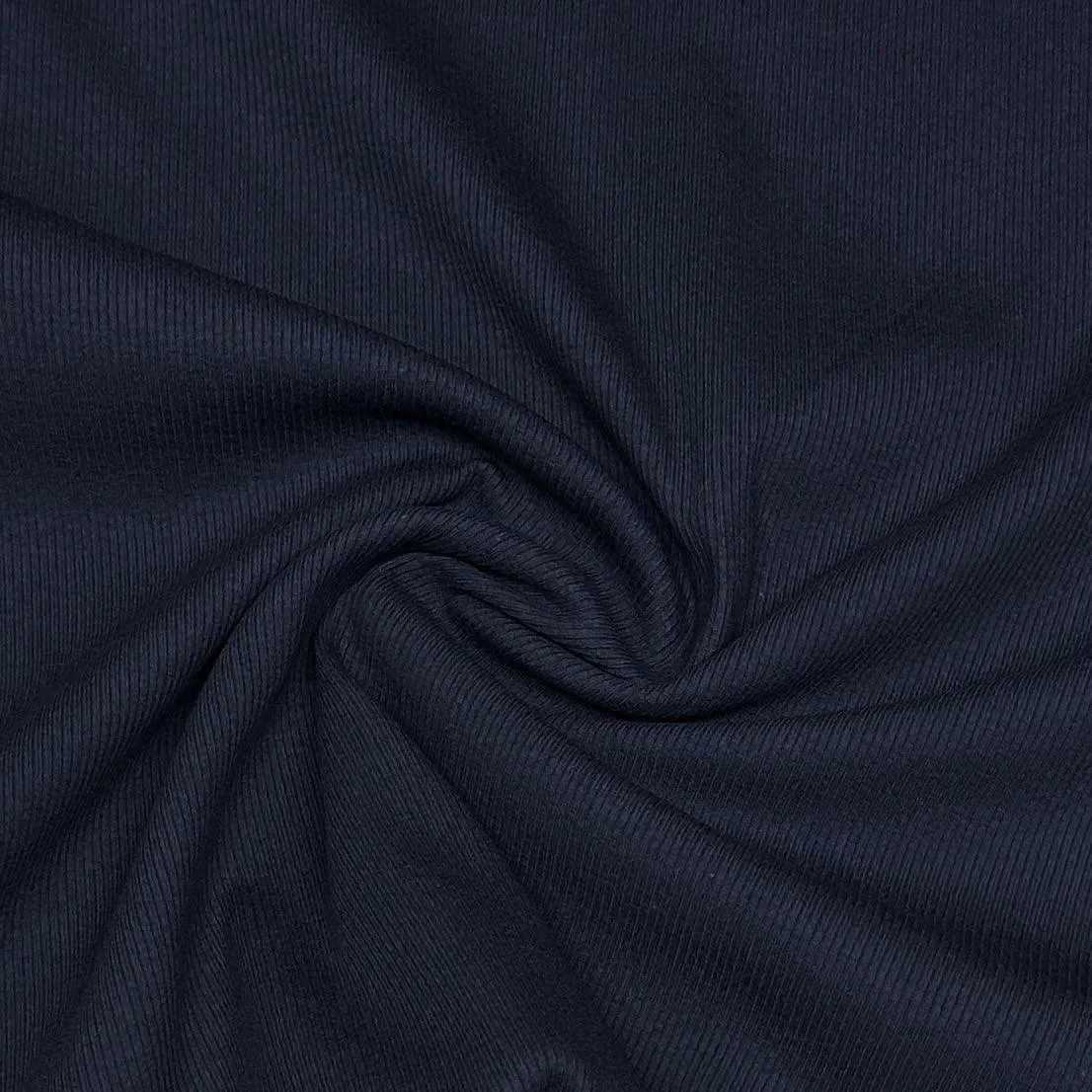 Navy Cotton/Spandex Rib Knit Fabric - 2x1
