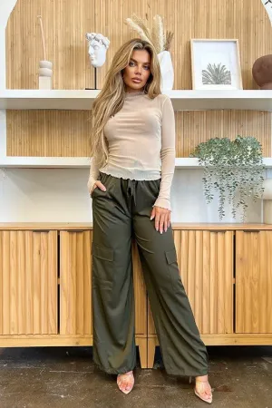 Olive In My Element Cargo Parachute Pants