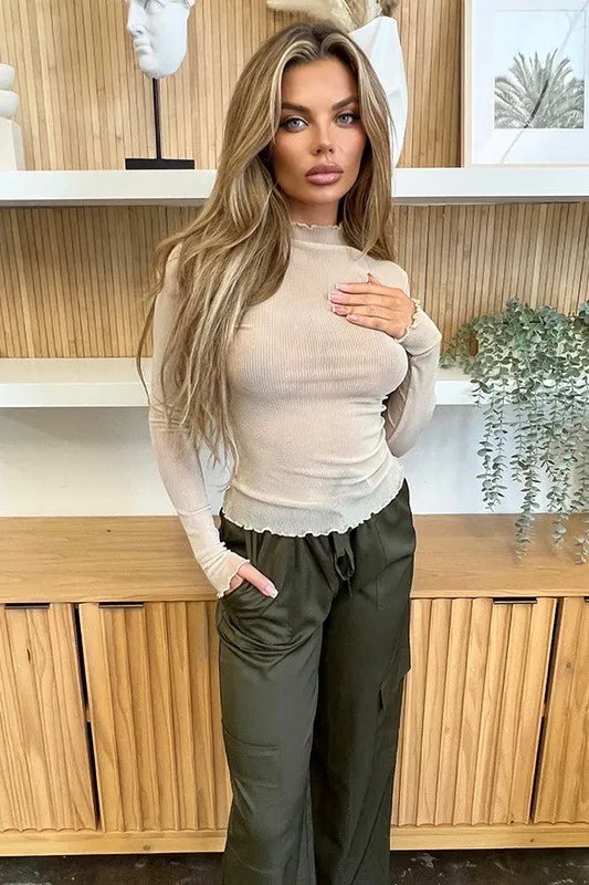 Olive In My Element Cargo Parachute Pants
