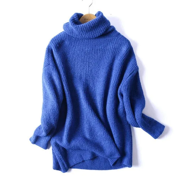 Oversized Sweater Women Oversize Basic Knitted Turtleneck Sweater  l